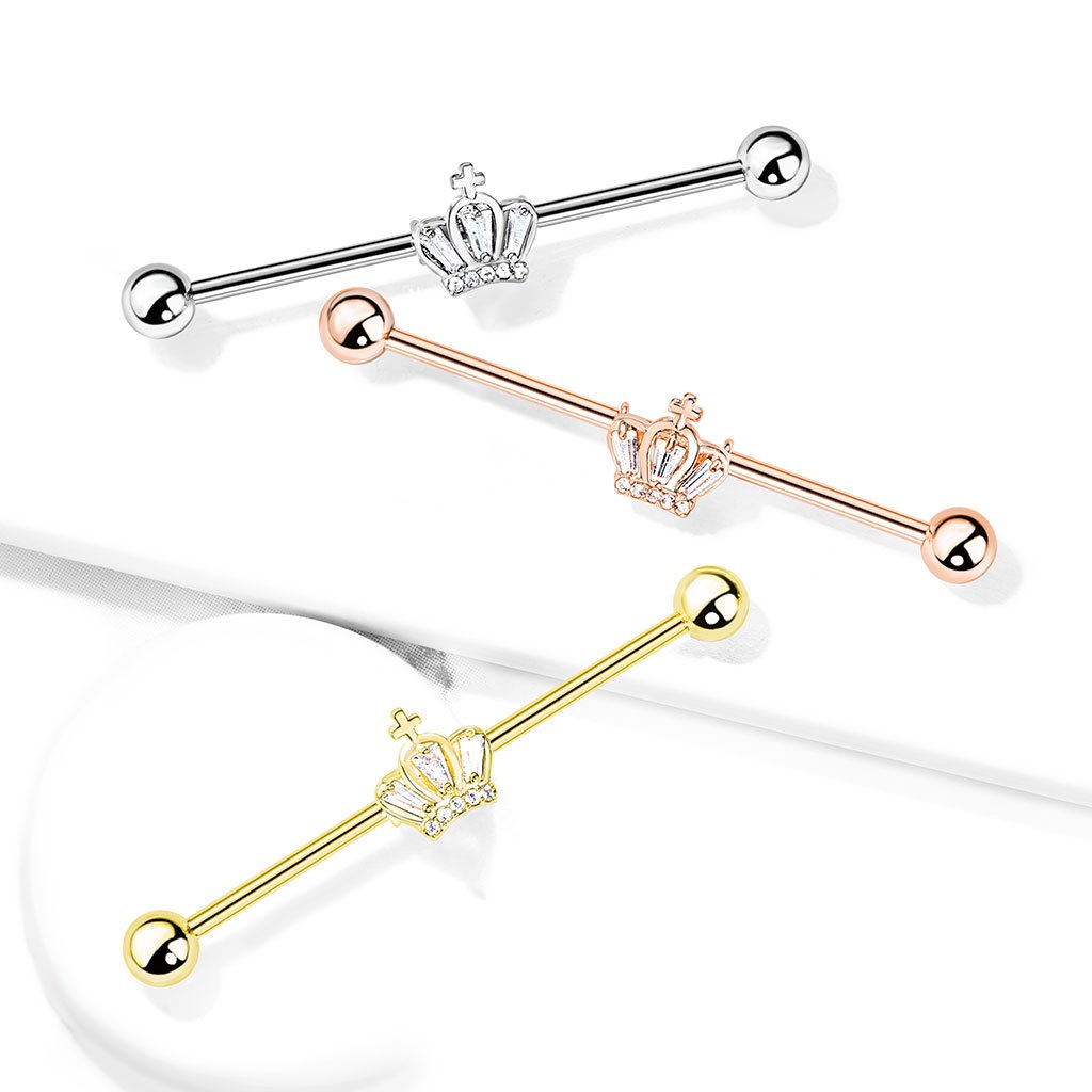 Cherry Diva Barbell 14 Gauge Princess Crown Industrial Barbell