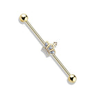 Cherry Diva Barbell Gold 14 Gauge Princess Crown Industrial Barbell