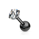 Cherry Diva Stud BLACK 16 Gauge Prong Set Crystal Cartilage / Tragus Stud