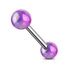 Cherry Diva Barbell Purple 14 Gauge AB Coated Metallic Ball Straight Barbell