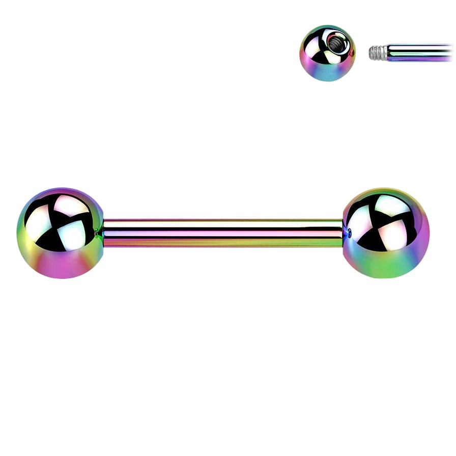 Cherry Diva Barbell Rainbow 14 Gauge Titanium PVD Coated Straight Barbell - 16MM
