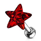 Cherry Diva Stud RED 16 Gauge Crystal Star Cartilage Stud