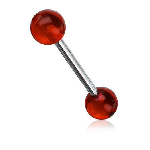 Cherry Diva Barbell Red 14 Gauge Light Reactive Acrylic Ball Stainless Steel Barbell