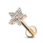 Cherry Diva Flat Back Stud Rose Gold 16 Gauge Flat Back Internally Threaded Flower Stud