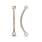 Cherry Diva Barbell ROSE GOLD 16 Gauge Surgical Steel Curved Barbell With Crystal Ends