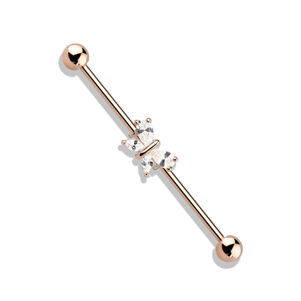 Crystal Butterfly Industrial Barbell