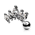 Cherry Diva Stud Silver 16 Gauge Five Petal Marquise Flower Stud