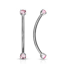 Cherry Diva Barbell SILVER 16 Gauge Surgical Steel Curved Barbell With Crystal Ends