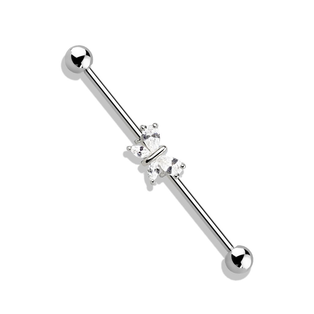 Crystal Butterfly Industrial Barbell