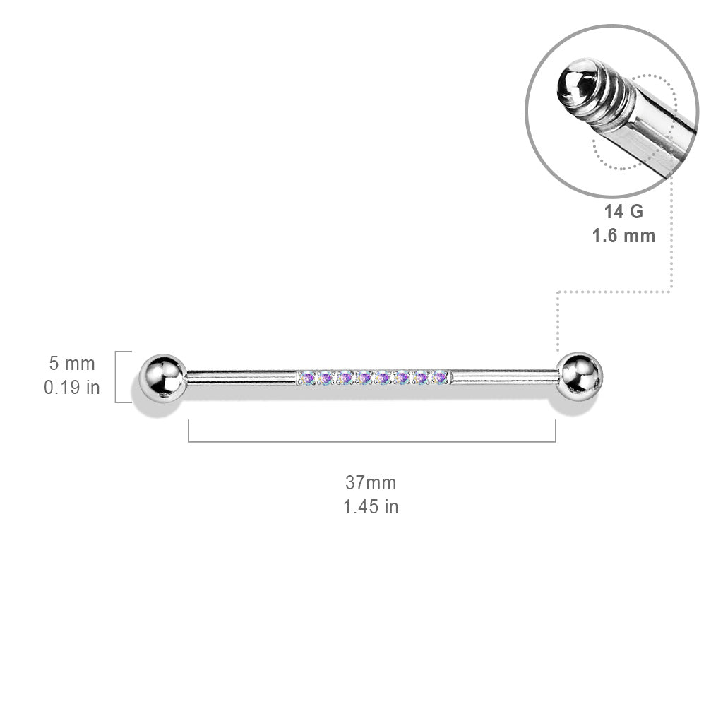 Silver Crystal Centre Industrial Barbell