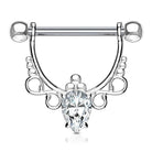 Ornate Crystal Barbell Nipple Ring