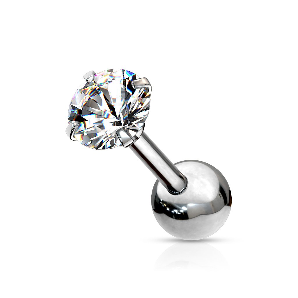 Cherry Diva Stud SILVER 16 Gauge Prong Set Crystal Cartilage / Tragus Stud