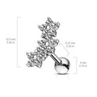 Cherry Diva Stud 16 Gauge Triple Crystal Flower Cartilage / Tragus Stud