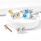 Cherry Diva Flat Back Stud 16 Gauge Twin Crystal Star Flat Back Stud