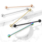 Cherry Diva Barbell 14 Gauge Twisted Rope Surgical Steel Industrial Barbell
