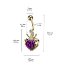 14 Gauge Golden Heart & Crown Belly Button Ring Size Guide