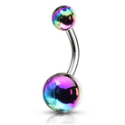 Cherry Diva belly bar Rainbow 14 Gauge Metallic AB Finish Belly Button Bar