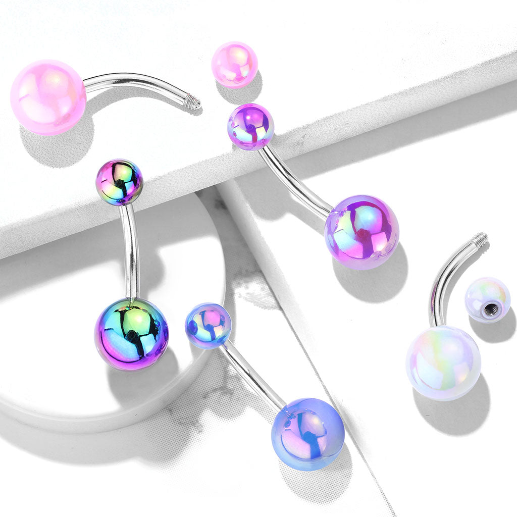 Cherry Diva belly bar 14 Gauge Metallic AB Finish Belly Button Bar
