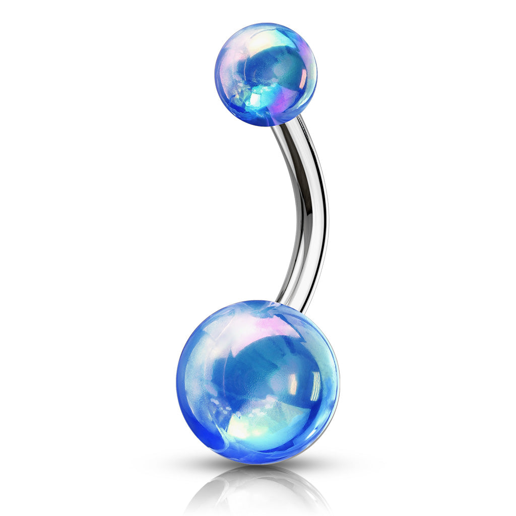 14 Gauge Metallic AB Finish Belly Button Ring Blue