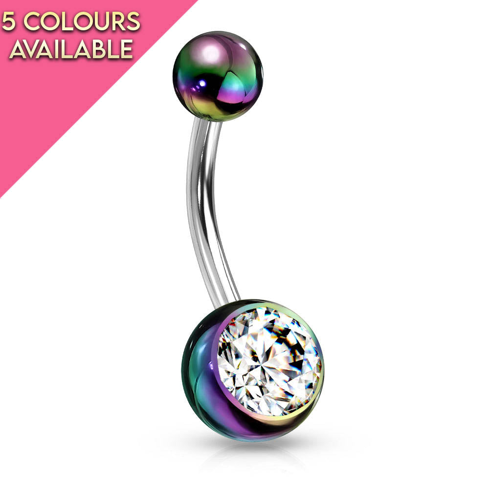 14 Gauge Metallic Coated Acrylic Belly Button Ring