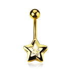 14Kt Gold Plated Crystal Star Belly Button Ring