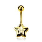 Cherry Diva belly bar 14Kt Gold Plated Crystal Star Belly Button Ring