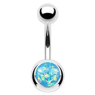 Cherry Diva belly bar Aqua Blue 14 Gauge Surgical Steel Opal Centre Belly Button Bar