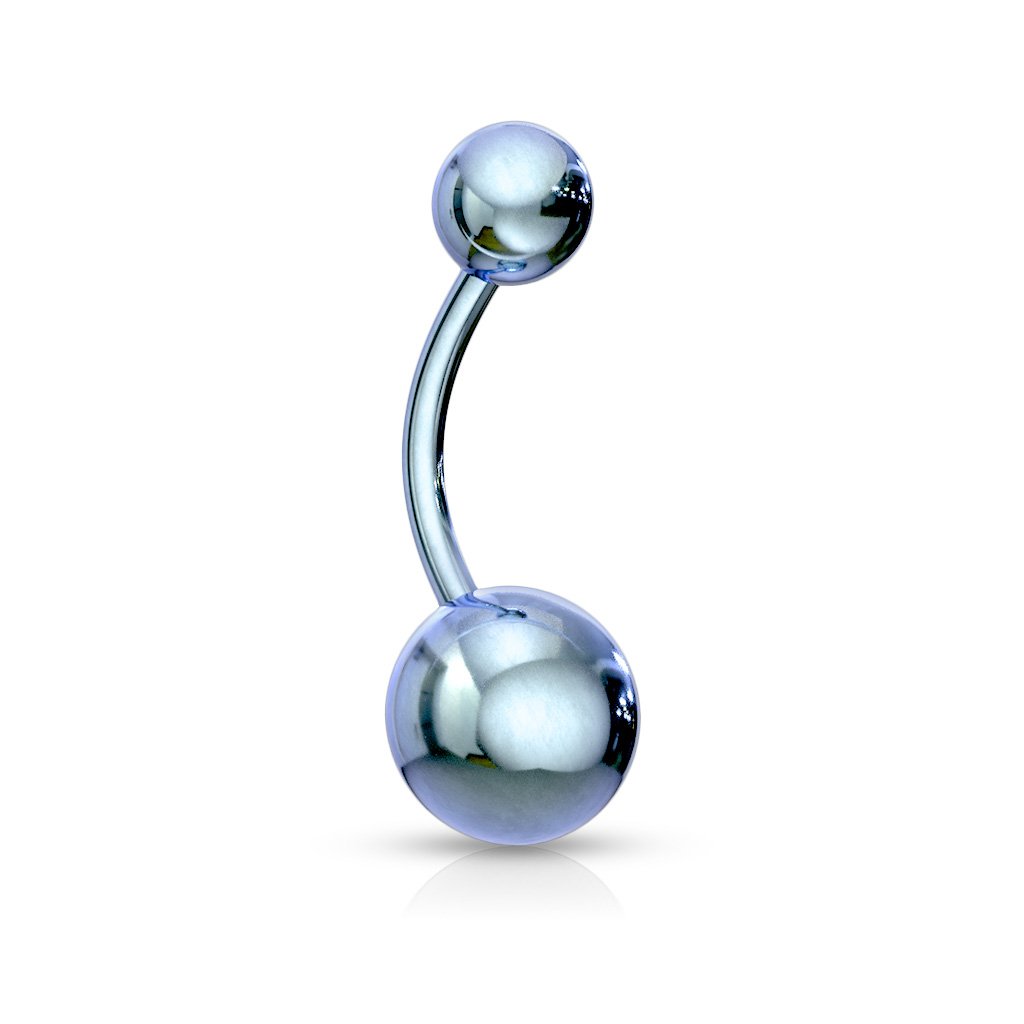 Cherry Diva belly bar Aqua 14 Gauge Metallic Finish Titanium IP Belly Button Bar