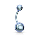 Cherry Diva belly bar Aqua 14 Gauge Metallic Finish Titanium IP Belly Button Bar