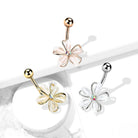 Cherry Diva belly bar 14 Gauge Aurora Flower Belly Button Bar