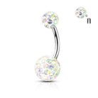 Cherry Diva belly bar AURORA 14 Gauge Internally Threaded Glitterball Belly Button Bar