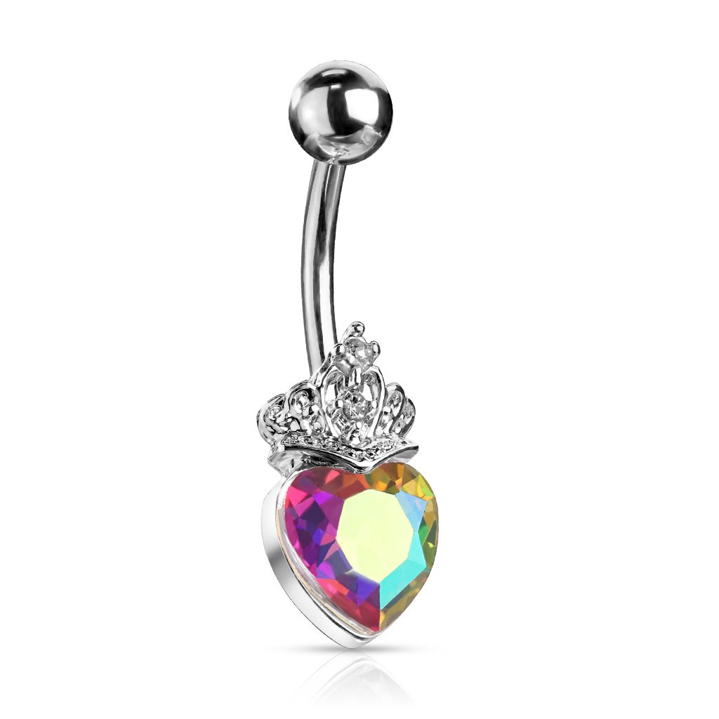 Cherry Diva belly bar Aurora 14 Gauge Princess Heart Belly Bar
