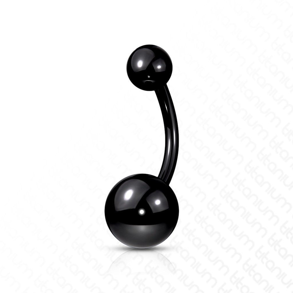 Cherry Diva belly bar Black 14 Gauge Titanium Metallic PVD Belly Button Ring