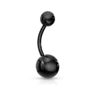 Cherry Diva belly bar Black 14 Gauge Metallic Finish Titanium IP Belly Button Bar