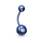 Cherry Diva belly bar Blue 14 Gauge Metallic Finish Titanium IP Belly Button Bar
