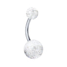Cherry Diva belly bar CLEAR 14 Gauge Titanium Acrylic Glitter Ball Belly Bar