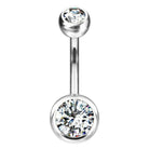 Cherry Diva belly bar Clear 14 Gauge Titanium Double Crystal Belly Bar
