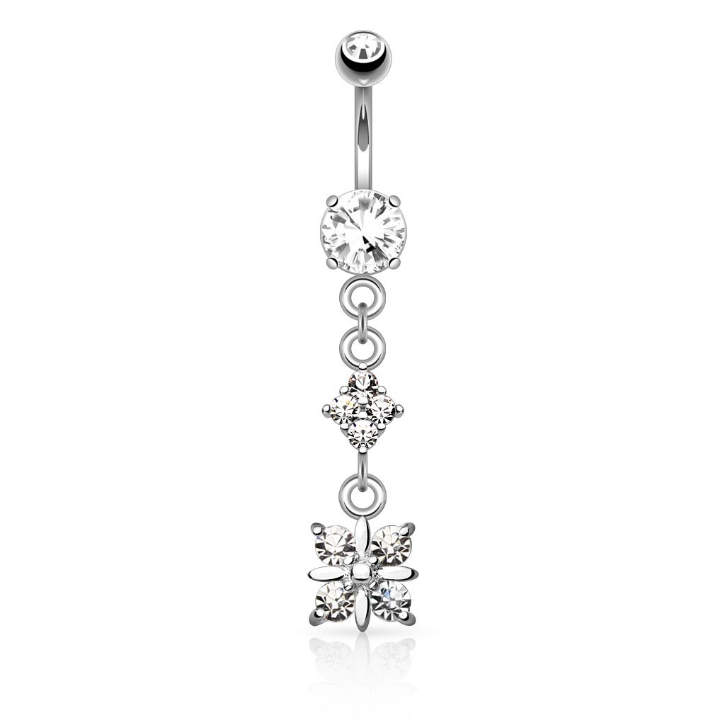 Silver diamond belly ring Clearance