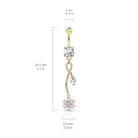 Dangling Silver Flowers Belly Button Ring
