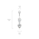 Dangling Silver Heart Belly Button Ring
