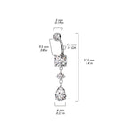 Double Dangling Crystal Tear Drop Belly Button Ring Size Guide