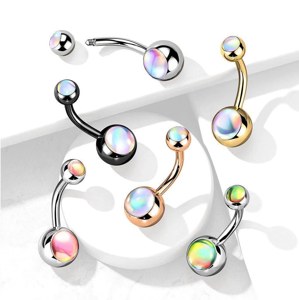 Double Opal Belly Button Ring