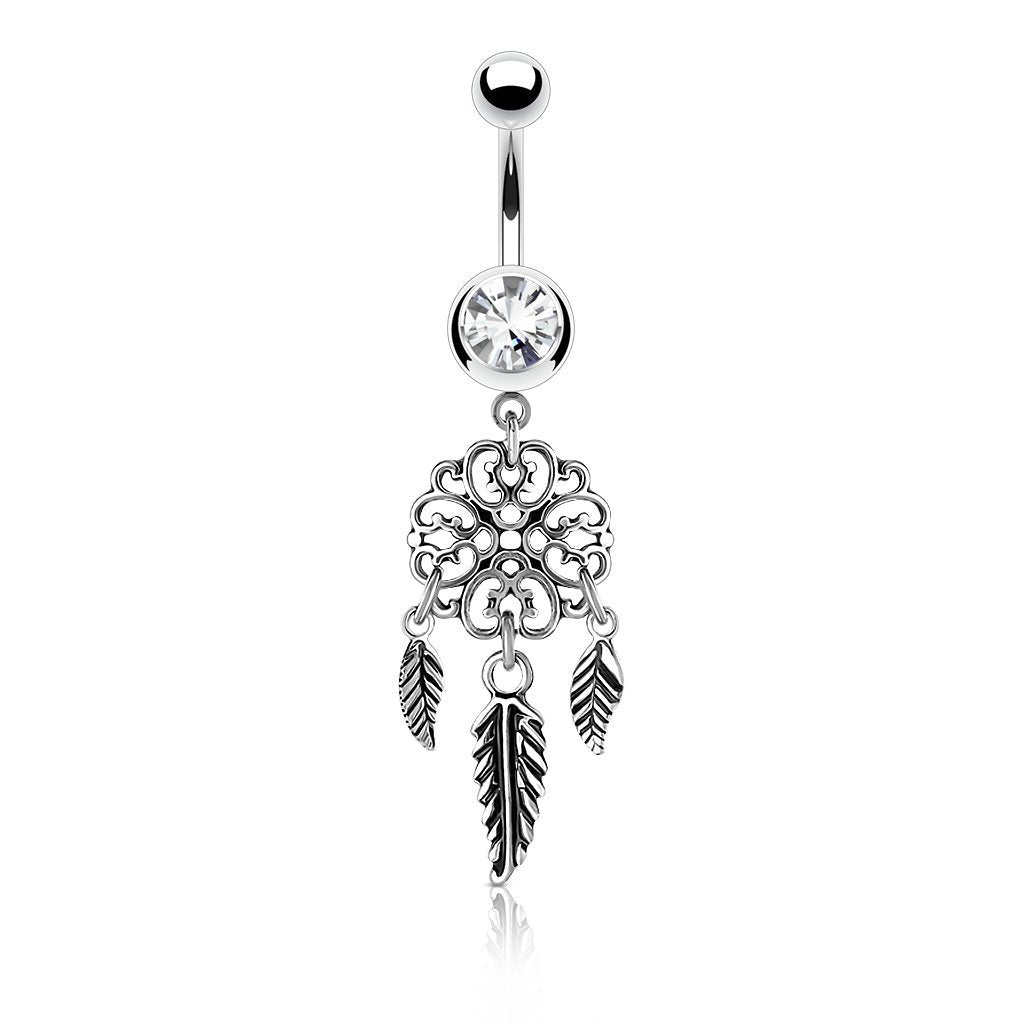 Cherry Diva belly bar 14 Gauge Dream Catcher Belly Bar