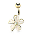 Cherry Diva belly bar Gold 14 Gauge Aurora Flower Belly Button Bar