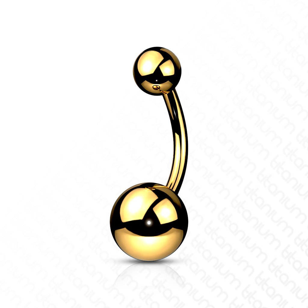 Cherry Diva belly bar Gold 14 Gauge Titanium Metallic PVD Belly Button Ring