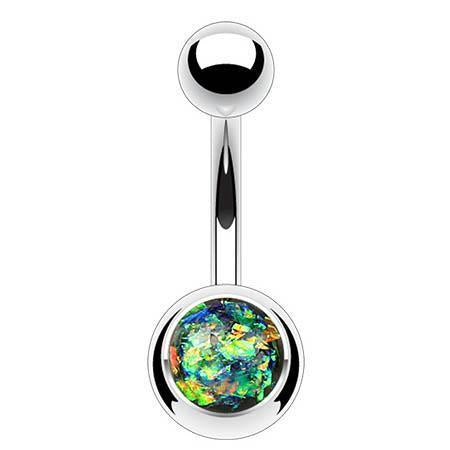 Cherry Diva belly bar Multi Tone 14 Gauge Surgical Steel Opal Centre Belly Button Bar