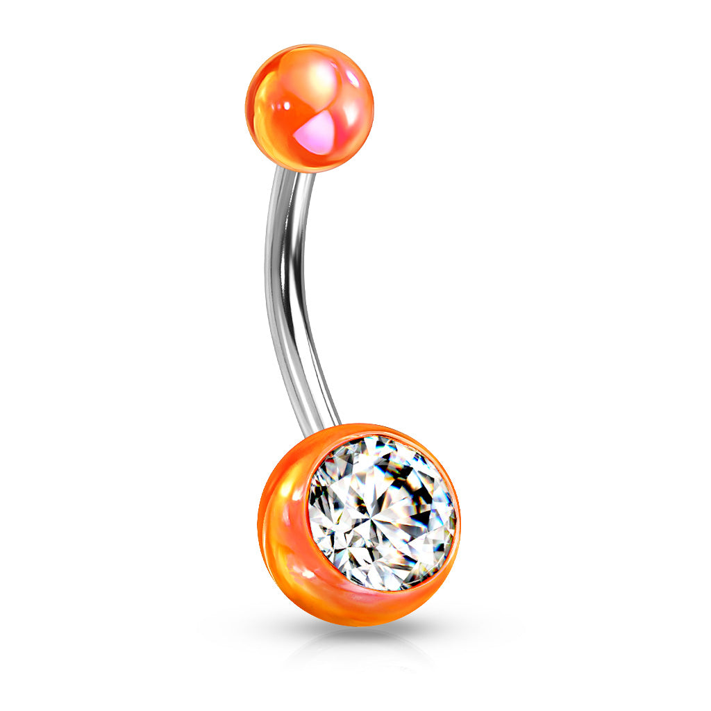 14 Gauge Metallic Coated Acrylic Belly Button Ring