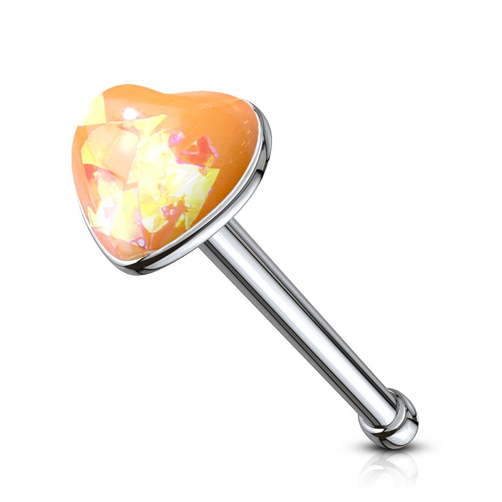 Opal Serenity Heart Nose Stud