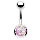Cherry Diva belly bar Purple 14 Gauge Surgical Steel Opal Centre Belly Button Bar