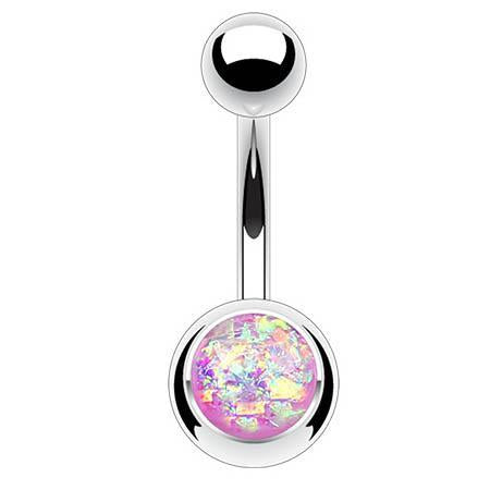 Cherry Diva belly bar Purple 14 Gauge Surgical Steel Opal Centre Belly Button Bar
